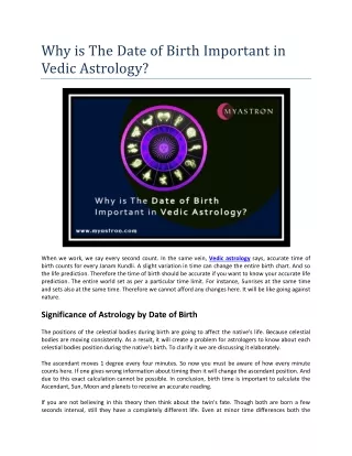 Why is The Date of Birth Important in Vedic Astrology