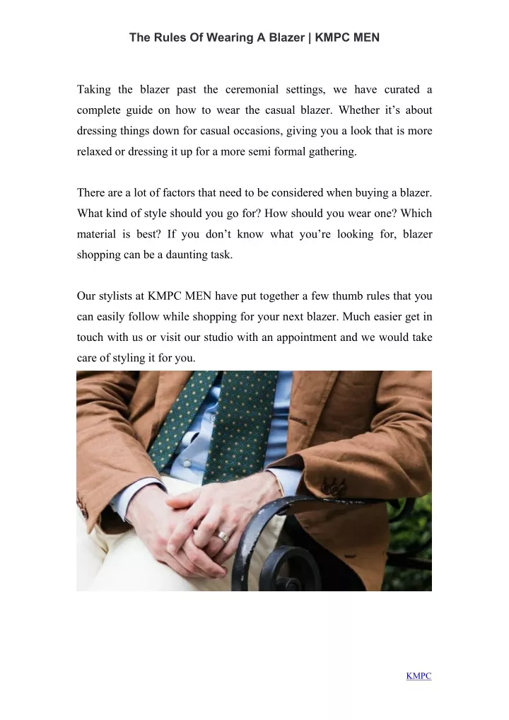 the rules of wearing a blazer kmpc men