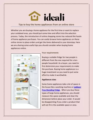 Tips to buy the home appliances from an online store