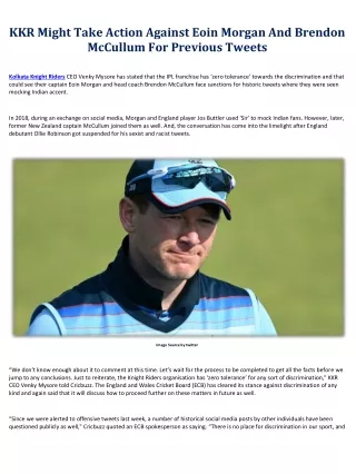 kkr might take action against eoin morgan