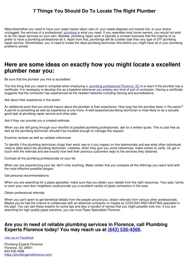 7 things you should do to locate the right plumber