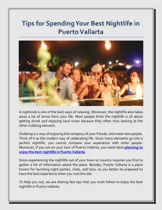 Tips to Enjoy Your Best Nightlife in Puerto Vallarta