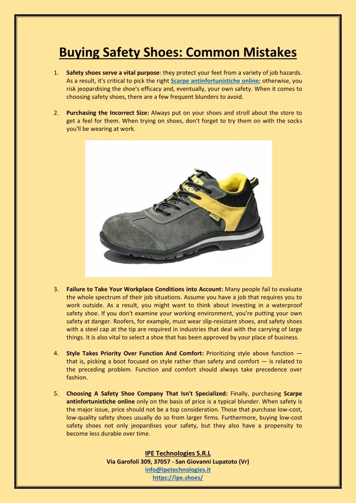 buying safety shoes common mistakes