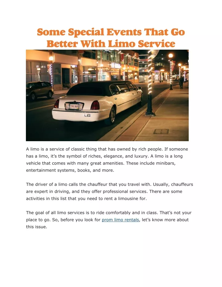 some special events that go better with limo