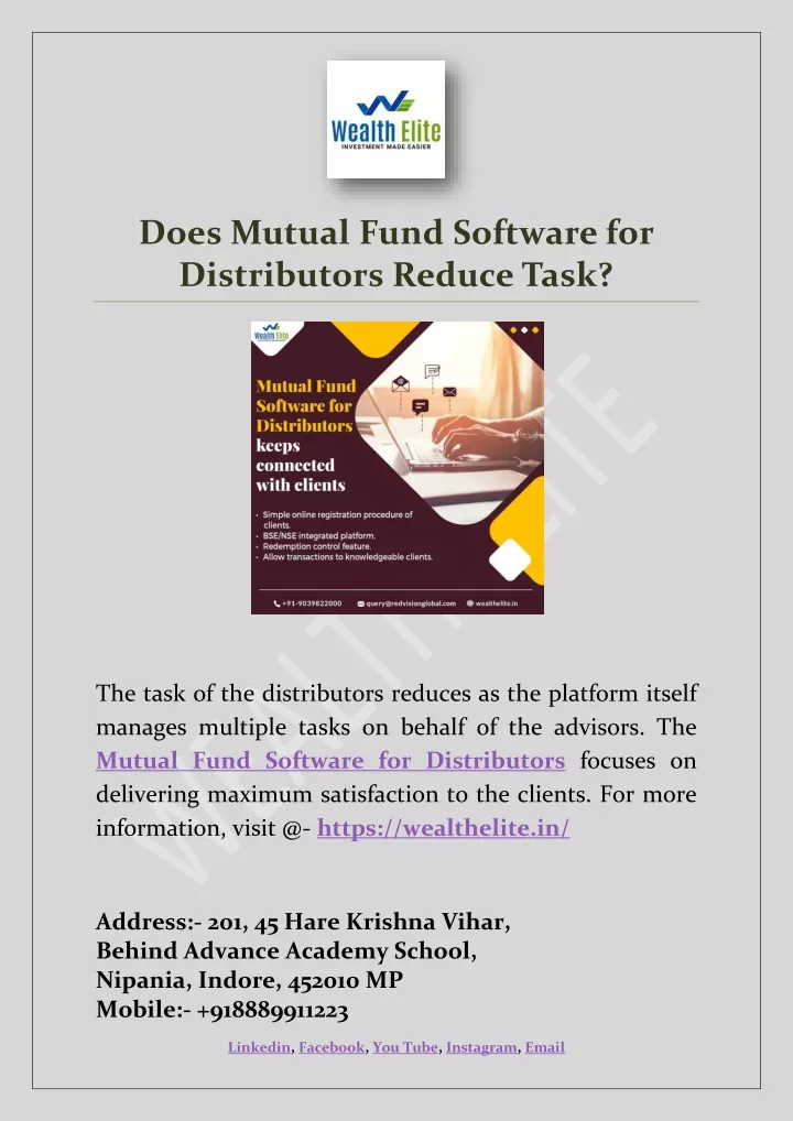 does mutual fund software for distributors reduce