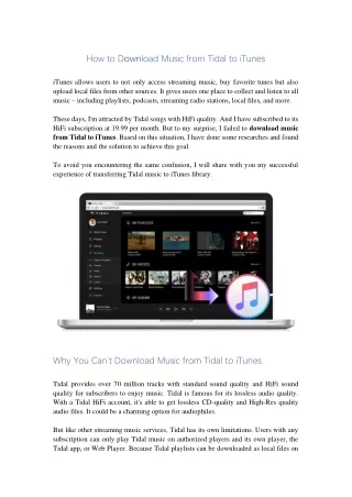 How to Download Music from Tidal to iTunes 2021