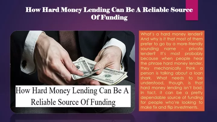 how hard money lending can be a reliable source