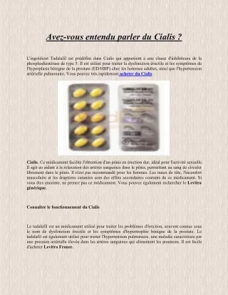 avez vous entendu parler du cialis