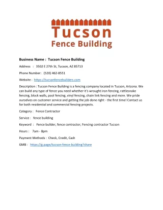 business name tucson fence building