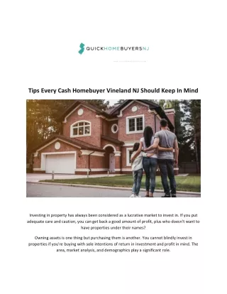 tips every cash homebuyer vineland nj should keep