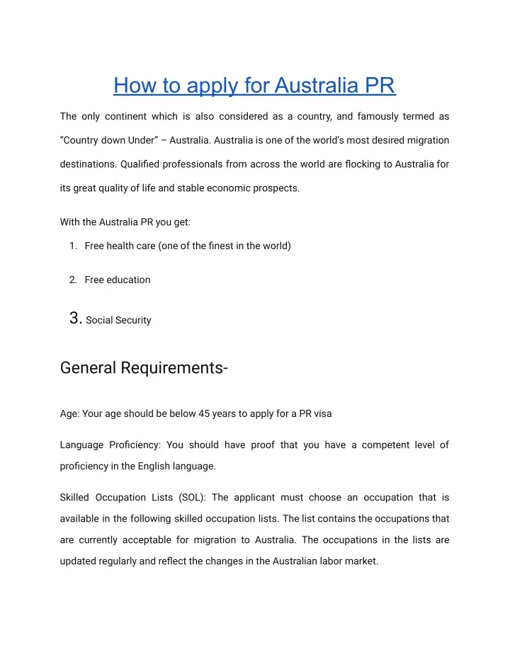 how to apply for australia pr
