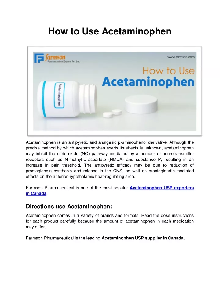 how to use acetaminophen