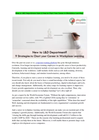new to l d department here is how to chart your