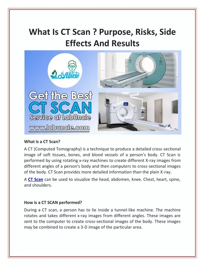 what is ct scan purpose risks side effects