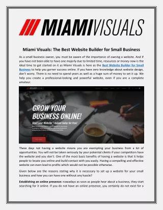 miami visuals the best website builder for small