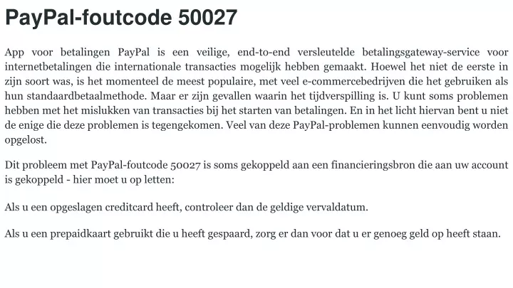 paypal foutcode 50027