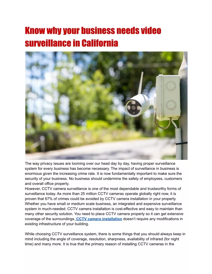 know why your business needs video surveillance