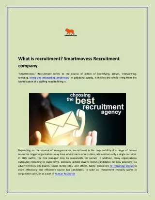 What is recruitment? Smartmovess Recruitment company