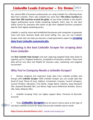 Which is the best LinkedIn scraper that you will suggest to use for my company