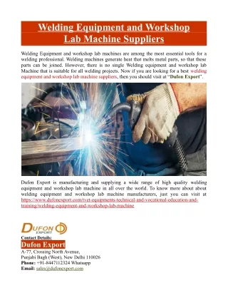 Welding Equipment and Workshop Lab Machine Suppliers
