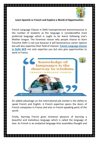 French Language Classes in Delhi NCR-bblanguages.com