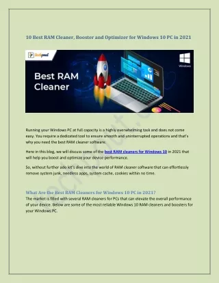 10 Best RAM Cleaner