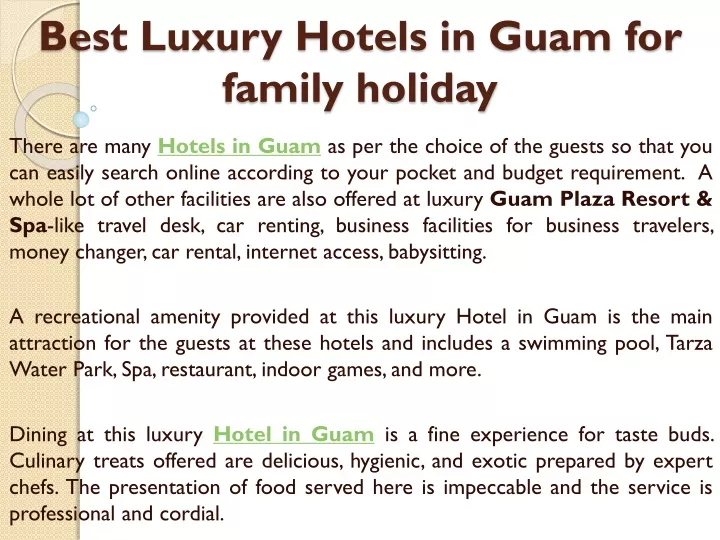 best luxury hotels in guam for family holiday