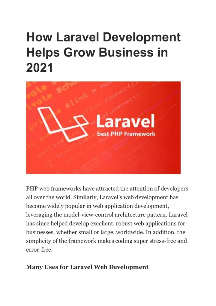 how laravel development helps grow business