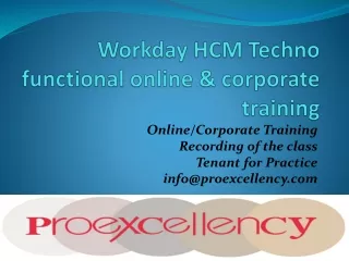 Workday HCM Techno functional online & corporate training