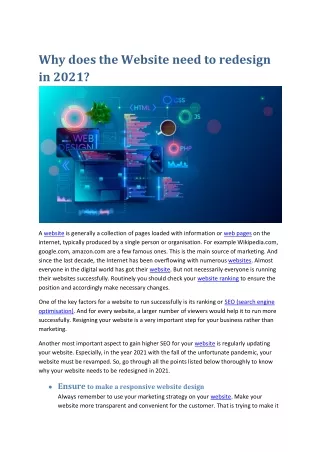 Why does the Website need to redesign in 2021