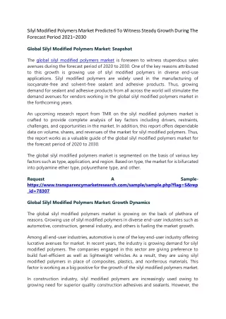 silyl modified polymers market predicted