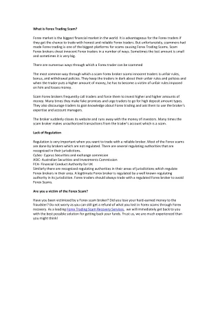 What is Forex Trading Scam