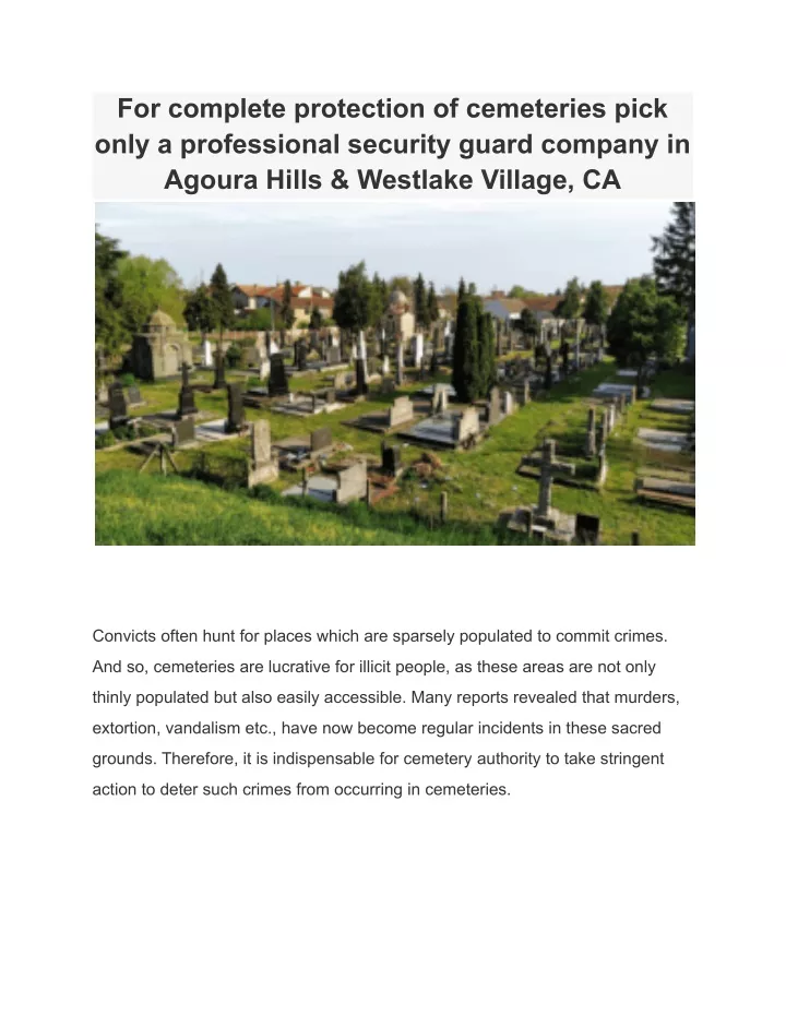 for complete protection of cemeteries pick only