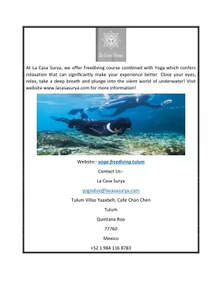 at la casa surya we offer freediving course