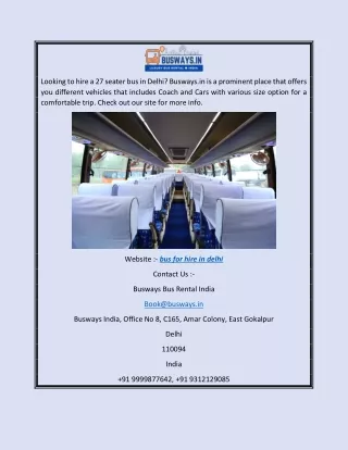 looking to hire a 27 seater bus in delhi busways