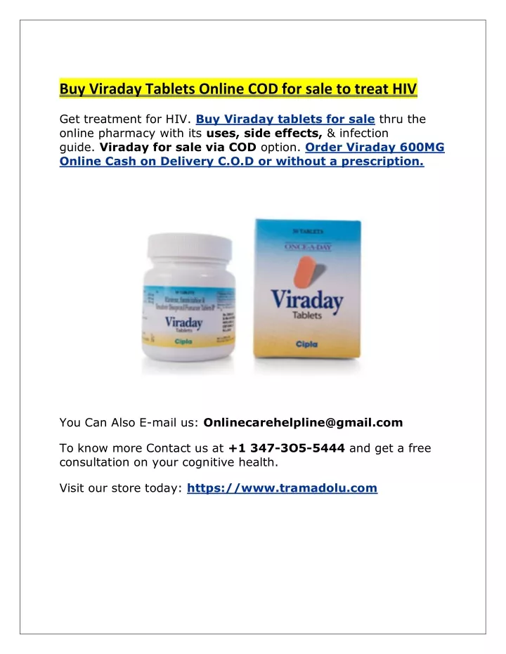 buy viraday tablets online cod for sale to treat