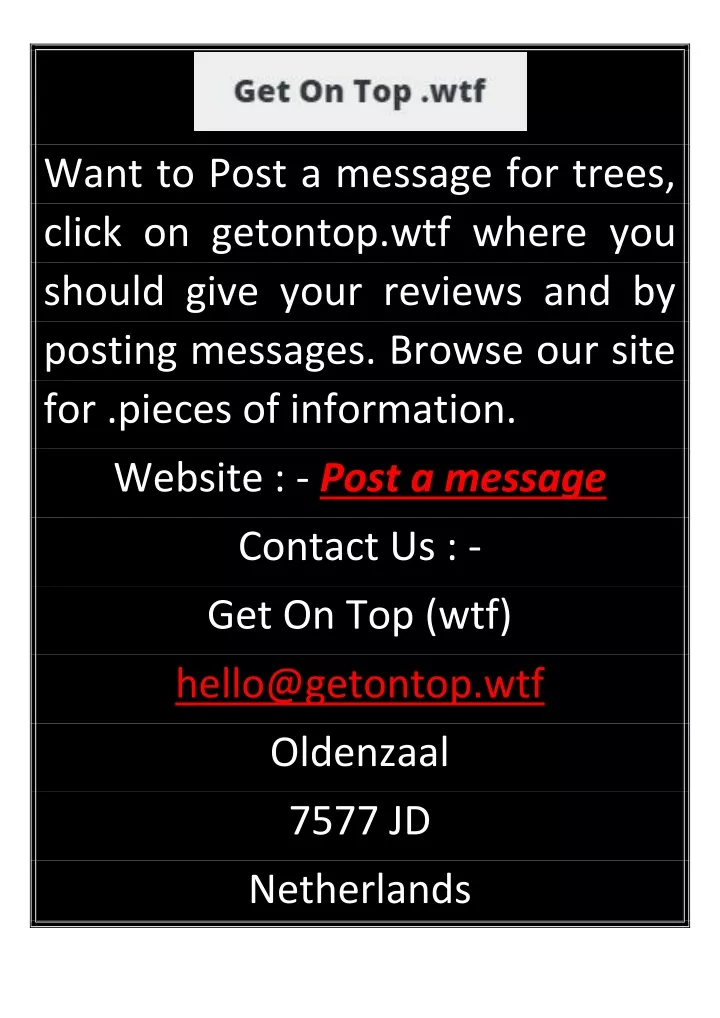 want to post a message for trees click