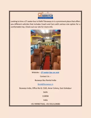 looking to hire a 27 seater bus in delhi busways