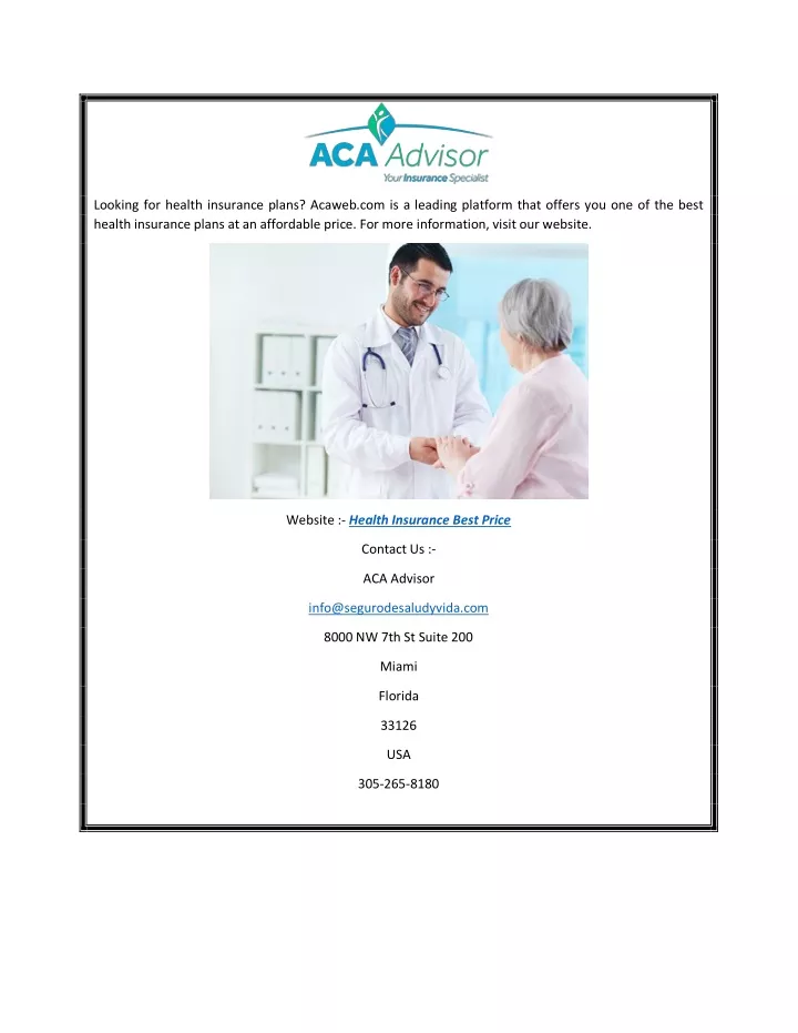 looking for health insurance plans acaweb