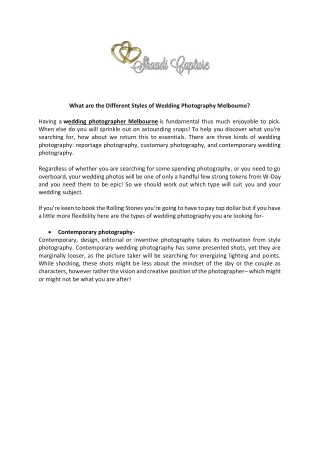 what are the different styles of wedding