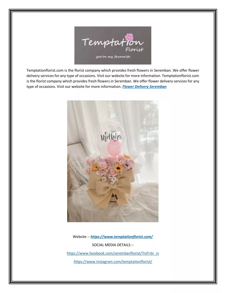 temptationflorist com is the florist company