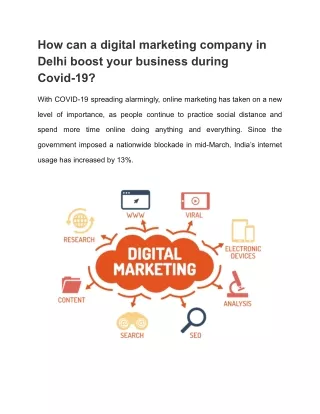 How can a digital marketing company in Delhi boost your business during Covid-19