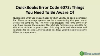 quickbooks error code 6073 things you need to be aware of