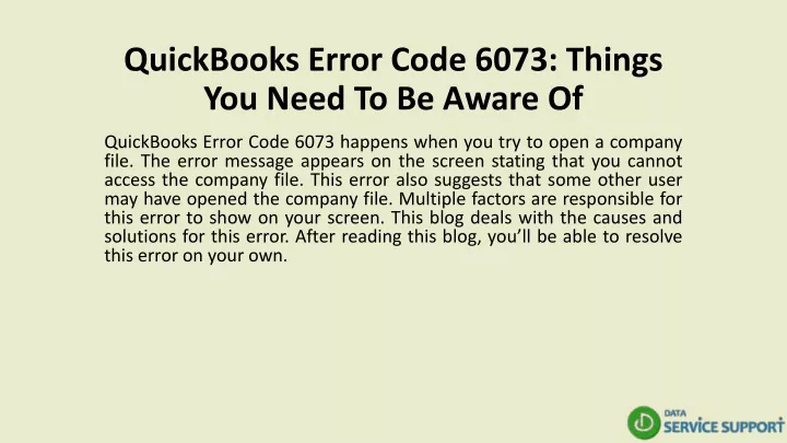 quickbooks error code 6073 things you need to be aware of