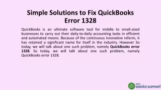 Simple Solutions to Fix QuickBooks Error 1328