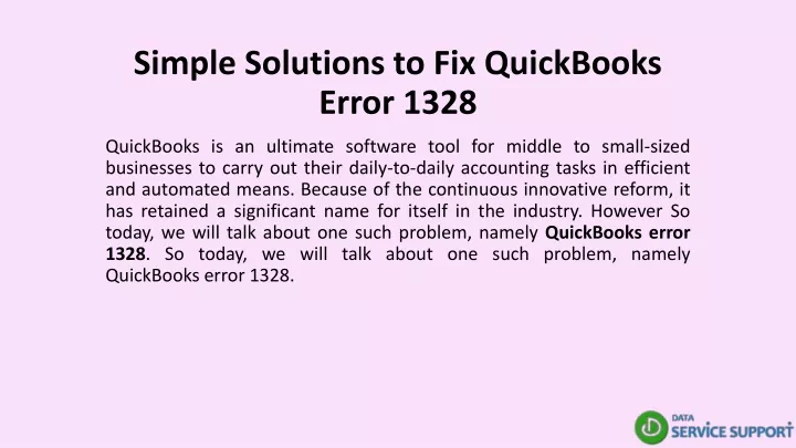 simple solutions to fix quickbooks error 1328