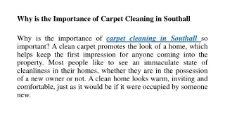 Why is the Importance of Carpet Cleaning in Southall