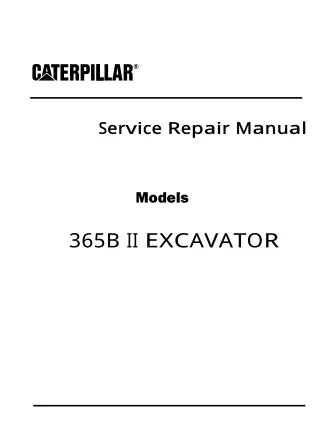 Caterpillar Cat 365B II EXCAVATOR (Prefix DER) Service Repair Manual (DER00001 and up)