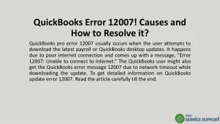 QuickBooks Error 12007! Causes and How to Resolve it?