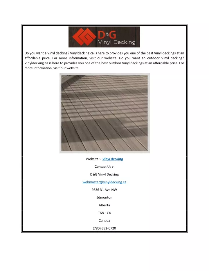 do you want a vinyl decking vinyldecking